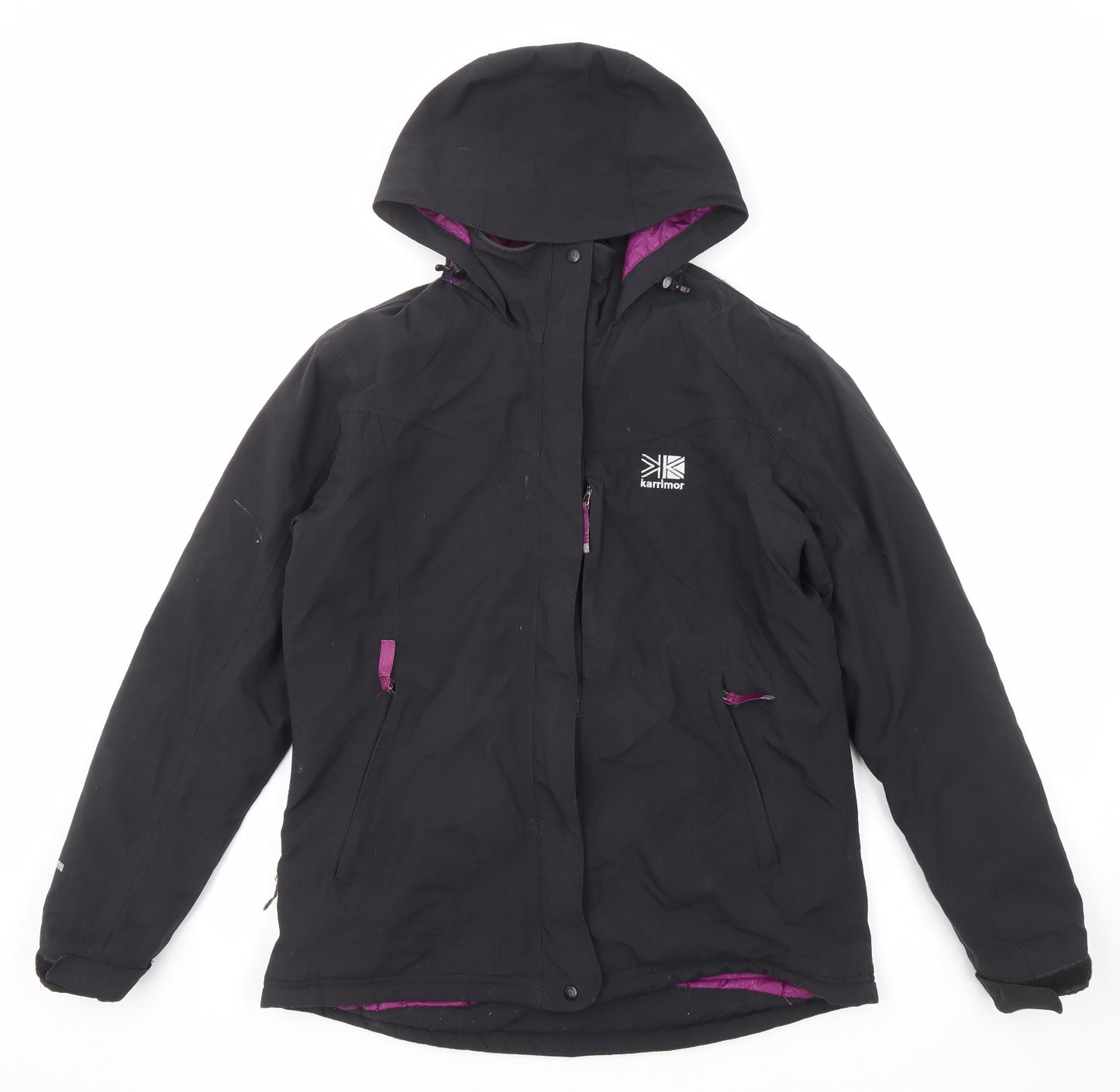 Karrimor Womens Black Windbreaker Jacket Size 10 Zip - Hooded Logo
