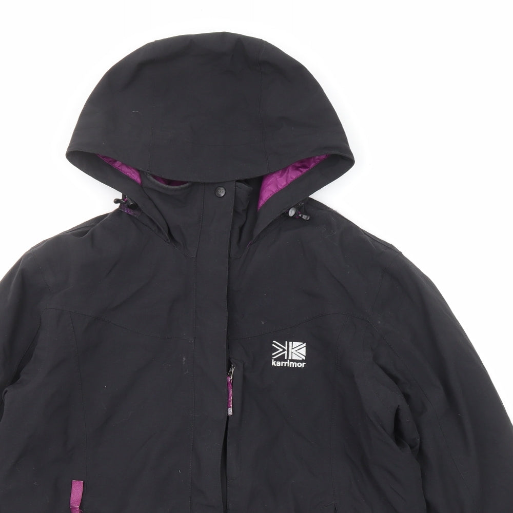 Karrimor Womens Black Windbreaker Jacket Size 10 Zip - Hooded Logo