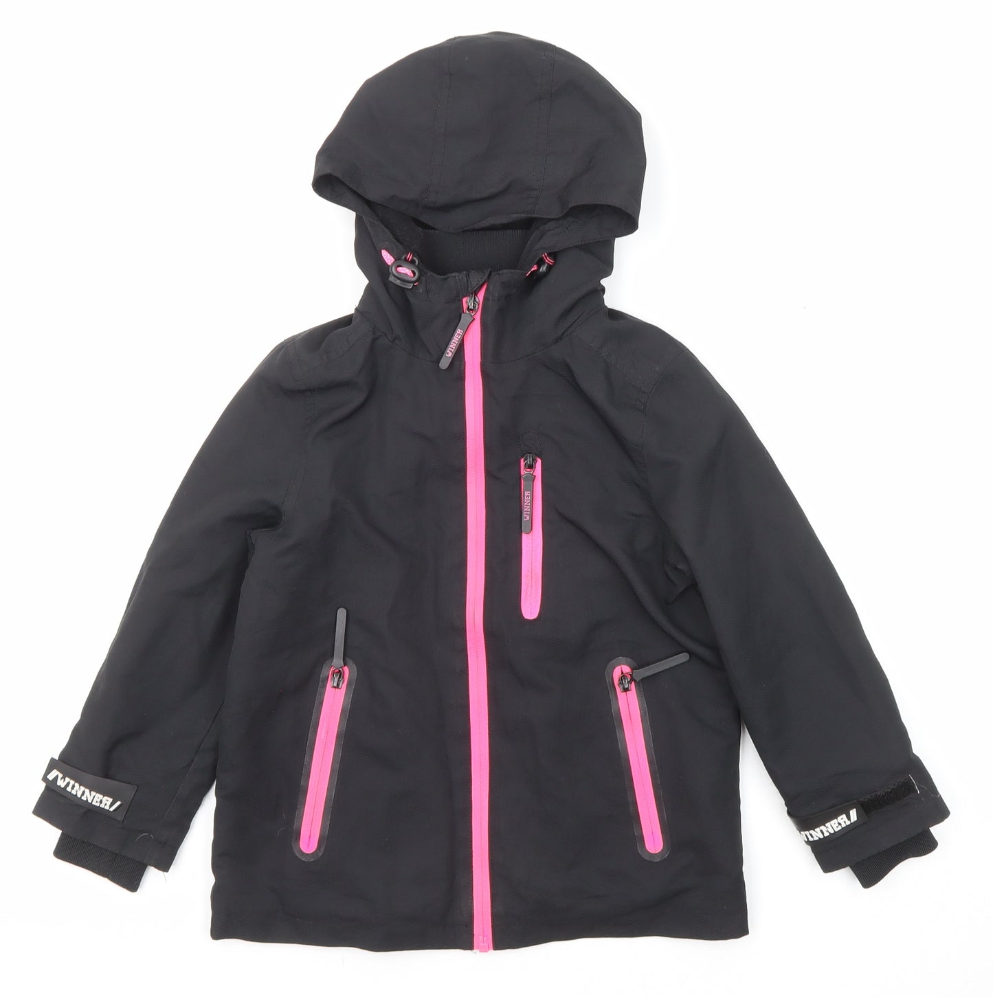 Marks and Spencer Girls Black Windbreaker Coat Size 5-6 Years Zip