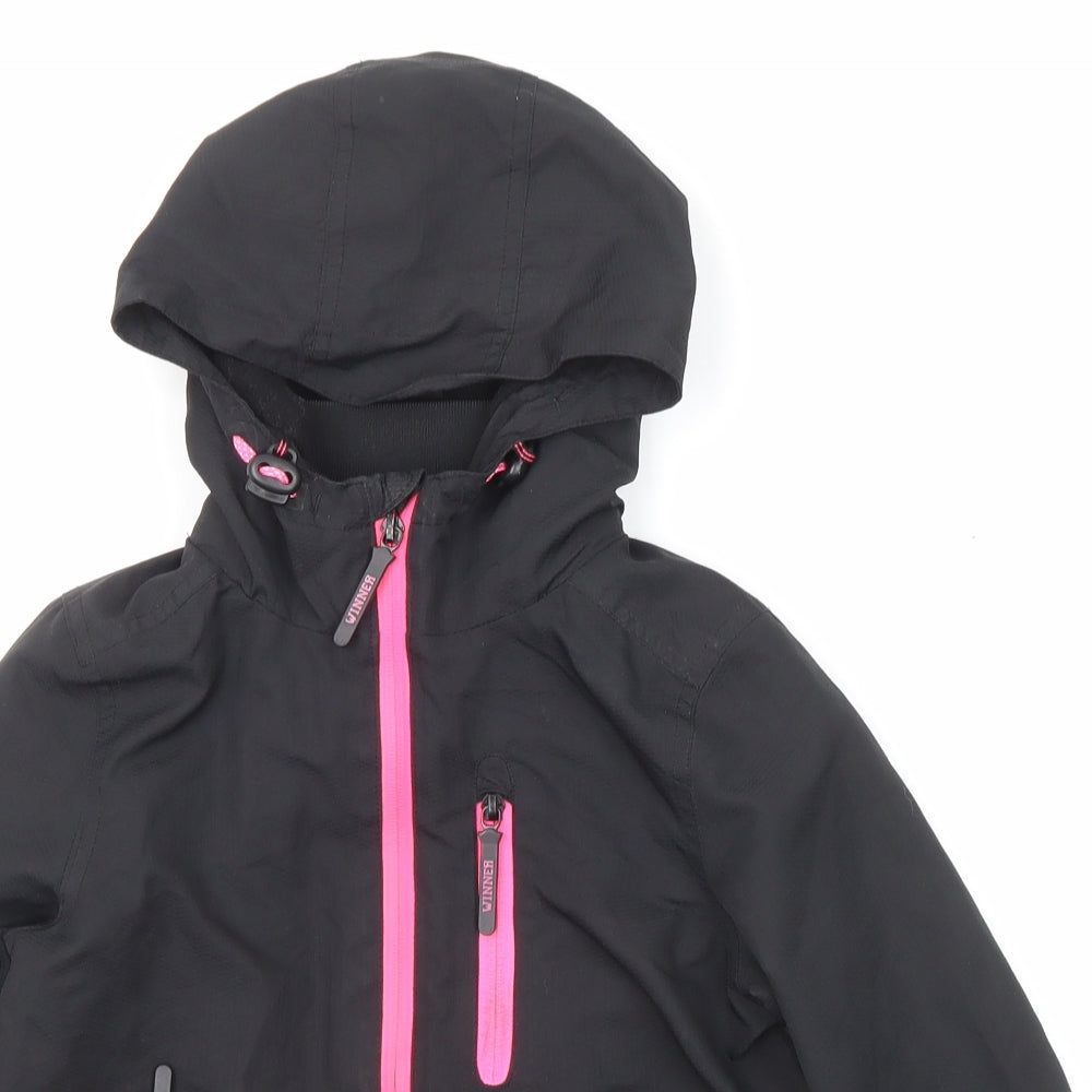 Marks and Spencer Girls Black Windbreaker Coat Size 5-6 Years Zip