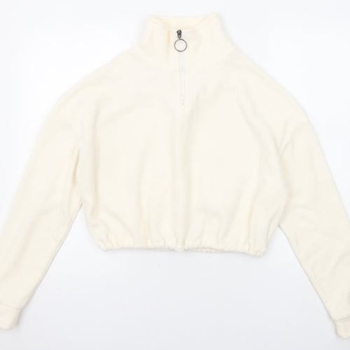 Brave Soul Womens Ivory Polyester Pullover Sweatshirt Size XS Zip - Quarter-Zip