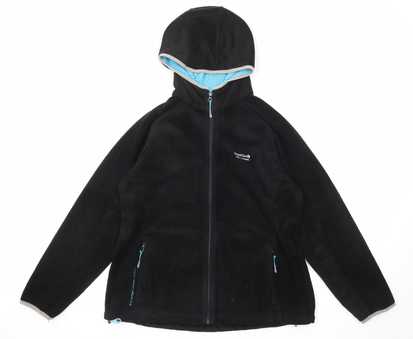 Regatta Womens Black Jacket Size 18 Zip - Zipped Pockets Hooded