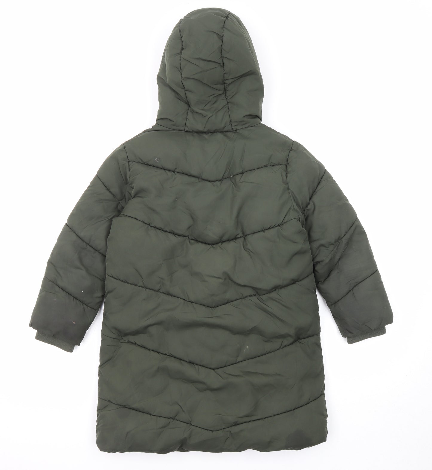 NEXT Girls Green Puffer Jacket Coat Size 7 Years Zip