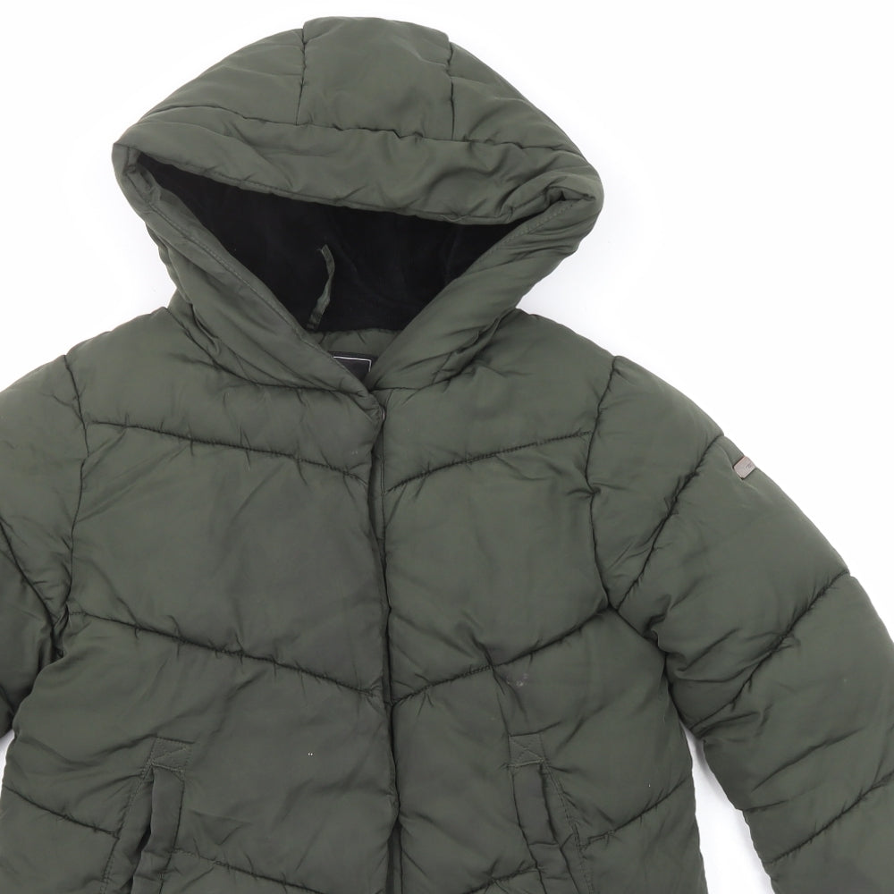 NEXT Girls Green Puffer Jacket Coat Size 7 Years Zip