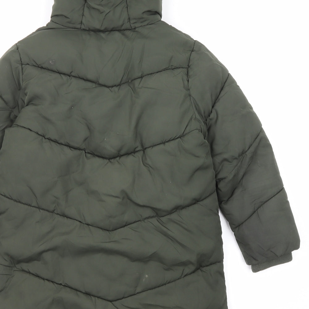 NEXT Girls Green Puffer Jacket Coat Size 7 Years Zip