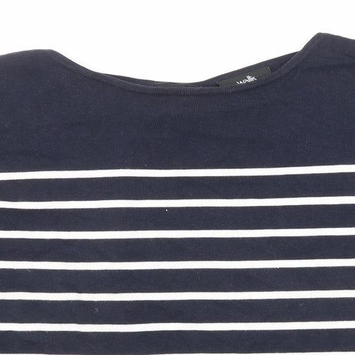 Wallis Womens Blue Round Neck Striped Cotton Pullover Jumper Size M