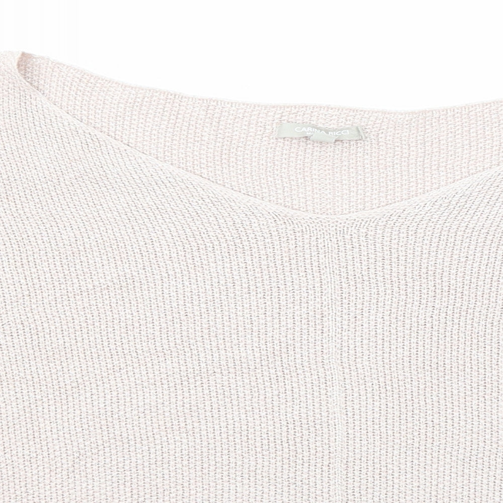 Carina Ricci Womens Pink V-Neck Modal Pullover Jumper Size M