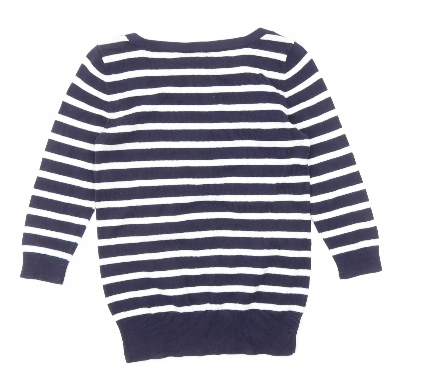 Gap Womens Blue Round Neck Striped Acrylic Pullover Jumper Size M