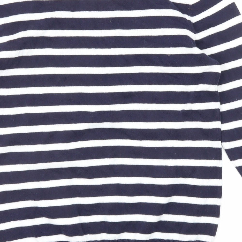 Gap Womens Blue Round Neck Striped Acrylic Pullover Jumper Size M