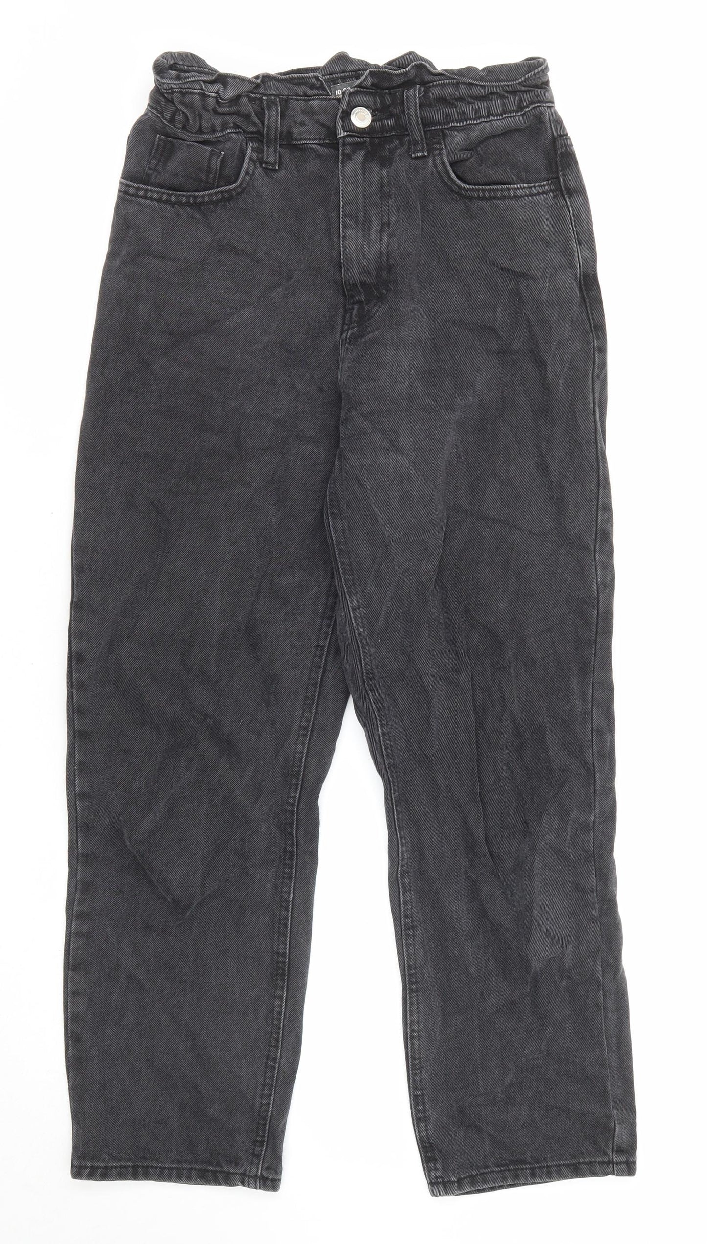 Denim & Co. Womens Black Cotton Straight Jeans Size 10 L24 in Regular Zip - Elastic Waist