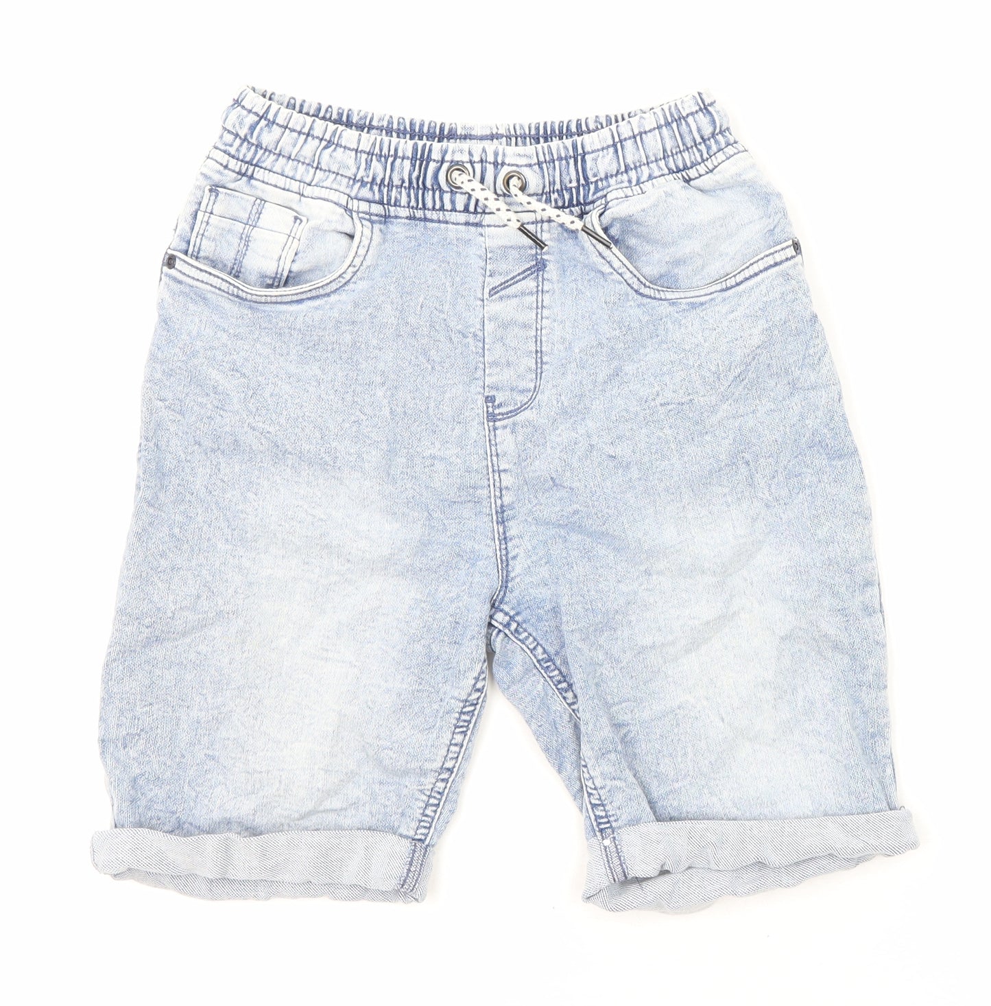 TU Boys Blue Cotton Bermuda Shorts Size 11 Years L7 in Regular Drawstring