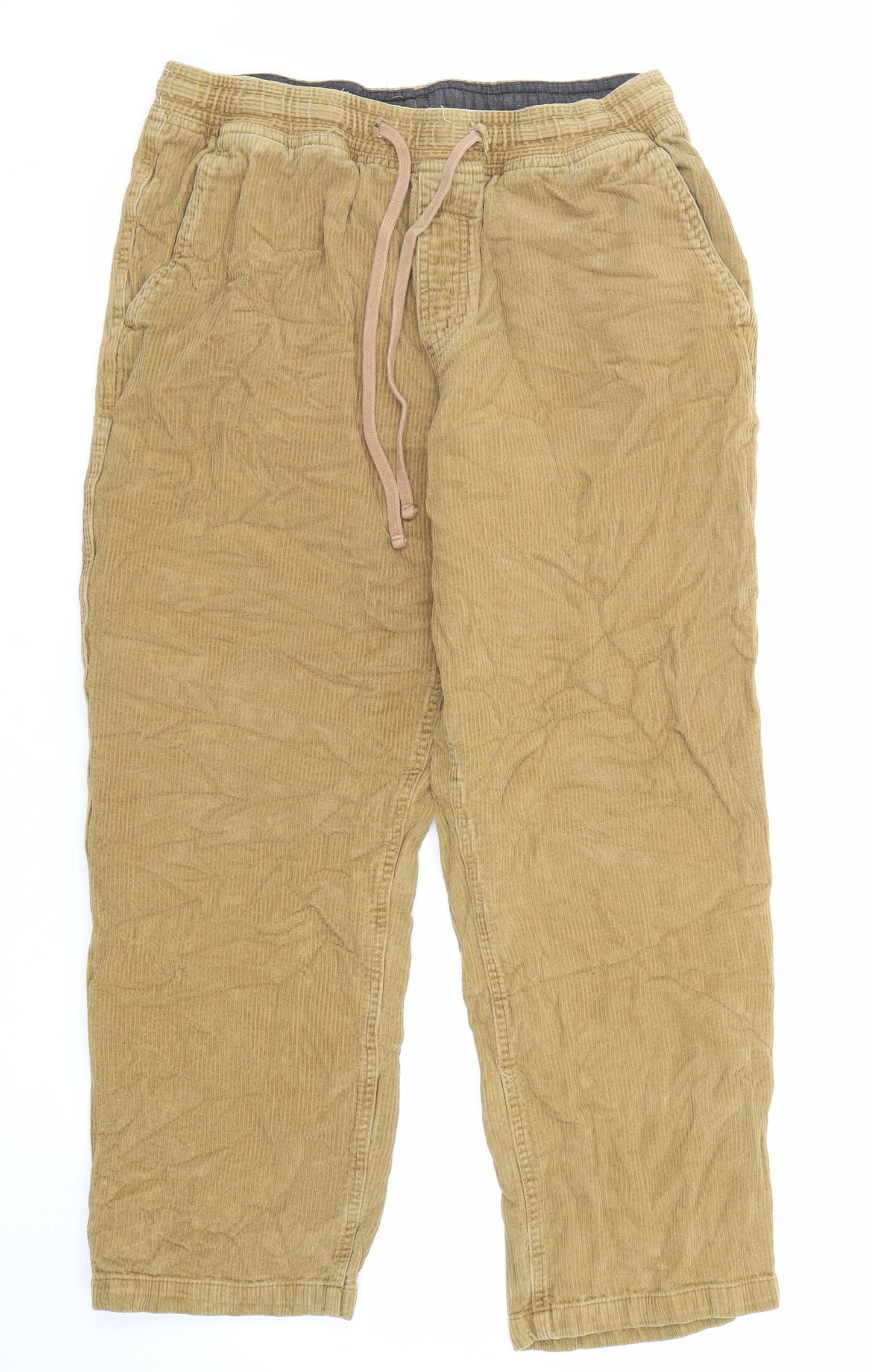 Cotton Traders Mens Beige Cotton Jogger Trousers Size S L25 in Regular Drawstring - Adjustable Waist