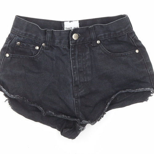 Tiger Mist Womens Black Cotton Cut-Off Shorts Size 8 Regular Zip