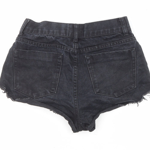 Tiger Mist Womens Black Cotton Cut-Off Shorts Size 8 Regular Zip