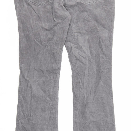 Fat Face Womens Grey Cotton Trousers Size 16 L30 in Regular Zip