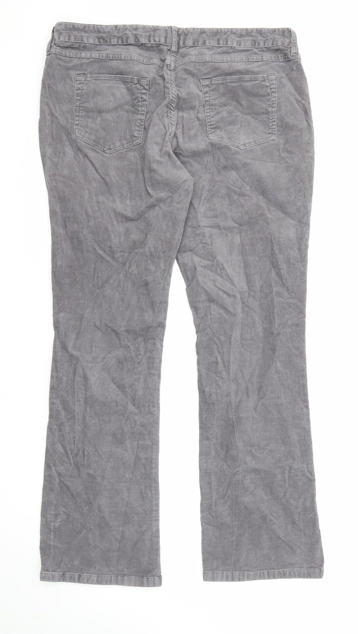 Fat Face Womens Grey Cotton Trousers Size 16 L30 in Regular Zip