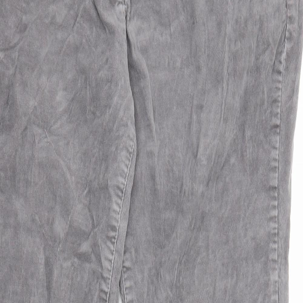 Fat Face Womens Grey Cotton Trousers Size 16 L30 in Regular Zip