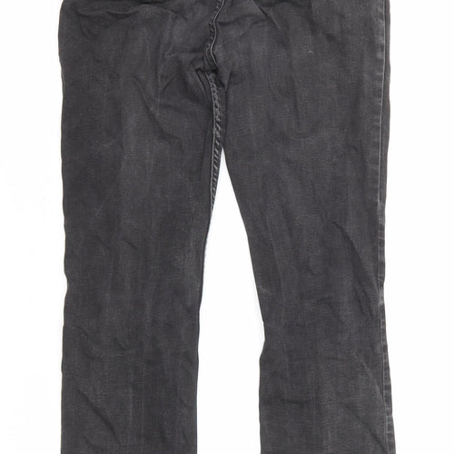 Marks and Spencer Womens Black Cotton Straight Jeans Size 12 L27 in Slim Zip