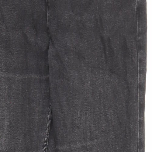 Marks and Spencer Womens Black Cotton Straight Jeans Size 12 L27 in Slim Zip