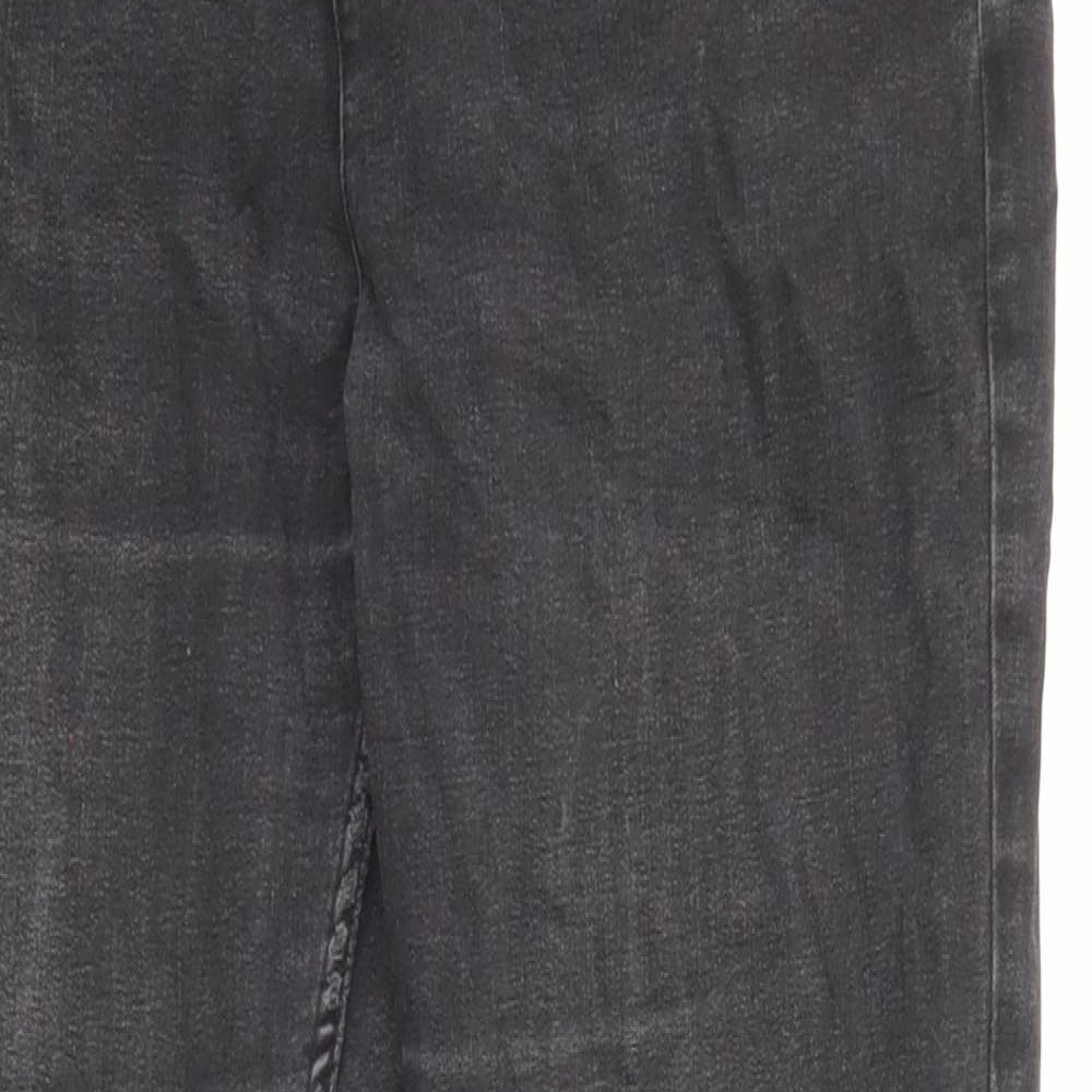 Marks and Spencer Womens Black Cotton Straight Jeans Size 12 L27 in Slim Zip