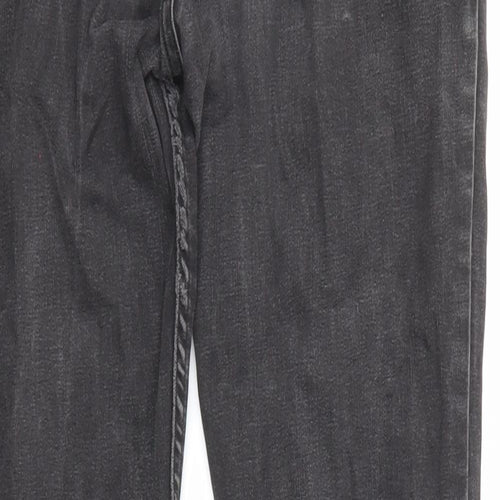 Marks and Spencer Womens Black Cotton Straight Jeans Size 12 L27 in Slim Zip