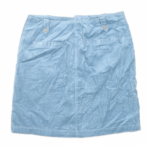 Monsoon Womens Blue Cotton A-Line Skirt Size 12 Button