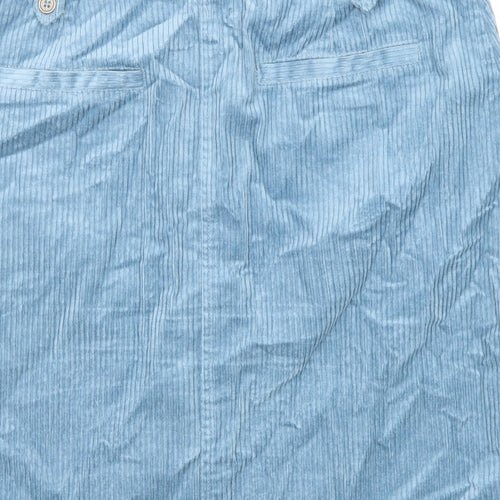 Monsoon Womens Blue Cotton A-Line Skirt Size 12 Button