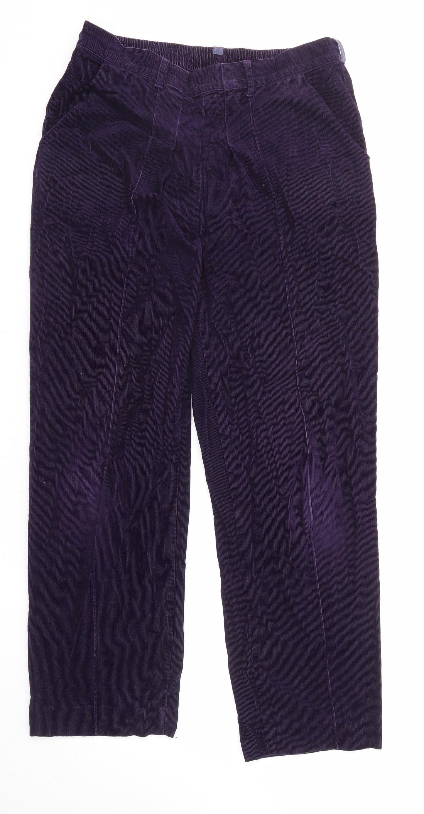 Marks and Spencer Womens Purple Cotton Trousers Size 16 L27 in Regular