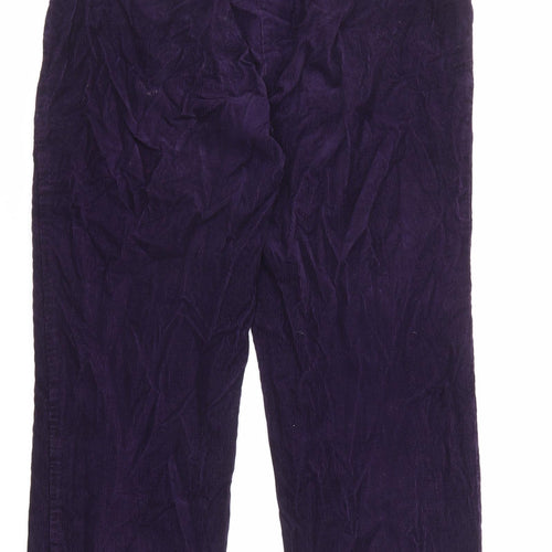 Marks and Spencer Womens Purple Cotton Trousers Size 16 L27 in Regular