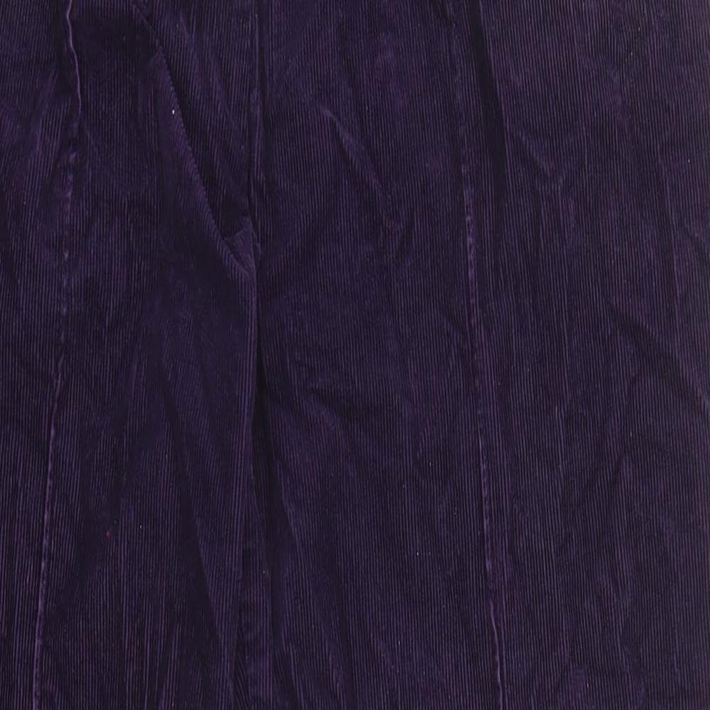 Marks and Spencer Womens Purple Cotton Trousers Size 16 L27 in Regular