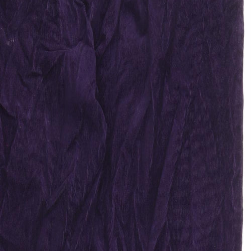 Marks and Spencer Womens Purple Cotton Trousers Size 16 L27 in Regular