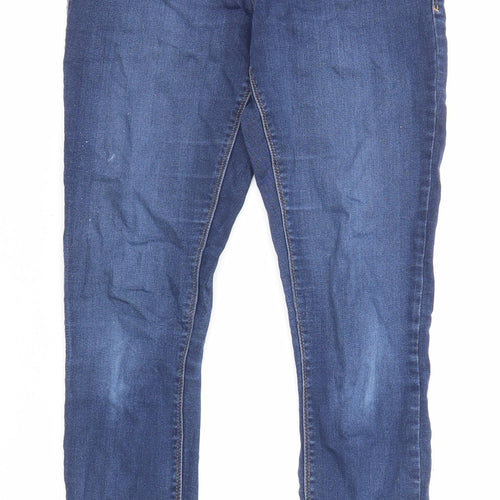 Dorothy Perkins Womens Blue Cotton Skinny Jeans Size 12 L28 in Regular Zip - Raw Hem