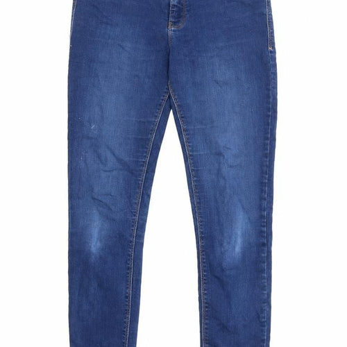 Dorothy Perkins Womens Blue Cotton Skinny Jeans Size 12 L28 in Regular Zip - Raw Hem