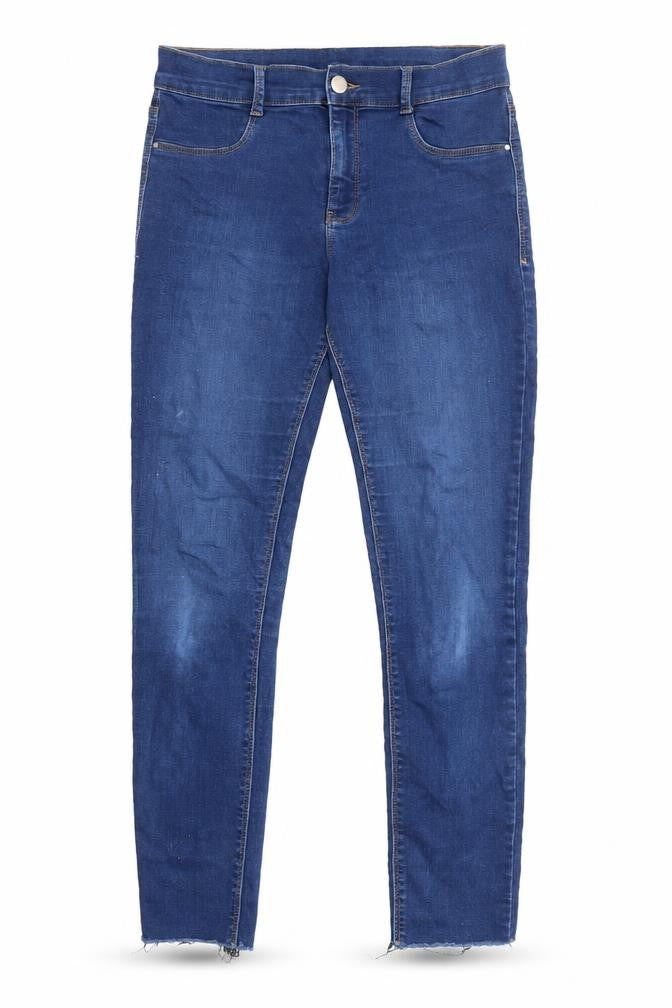 Dorothy Perkins Womens Blue Cotton Skinny Jeans Size 12 L28 in Regular Zip - Raw Hem