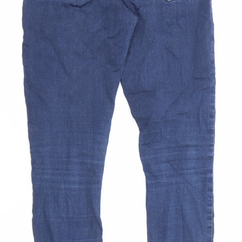 Dorothy Perkins Womens Blue Cotton Skinny Jeans Size 12 L28 in Regular Zip - Raw Hem