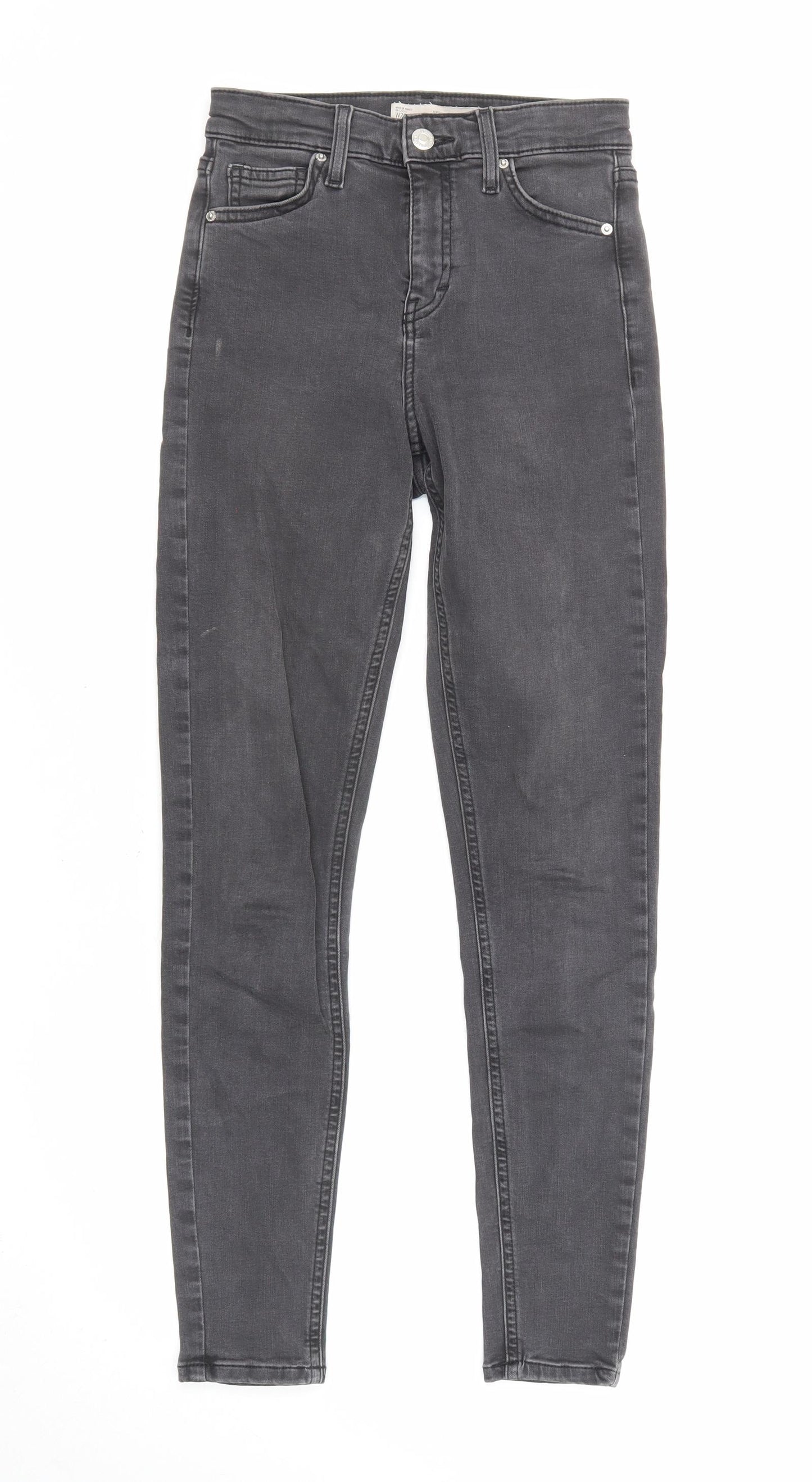 Topshop Womens Grey Cotton Skinny Jeans Size 26 in L32 in Regular Zip