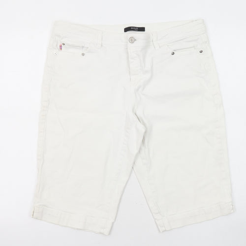 Basler Womens White Cotton Bermuda Shorts Size 34 in L12 in Regular Zip