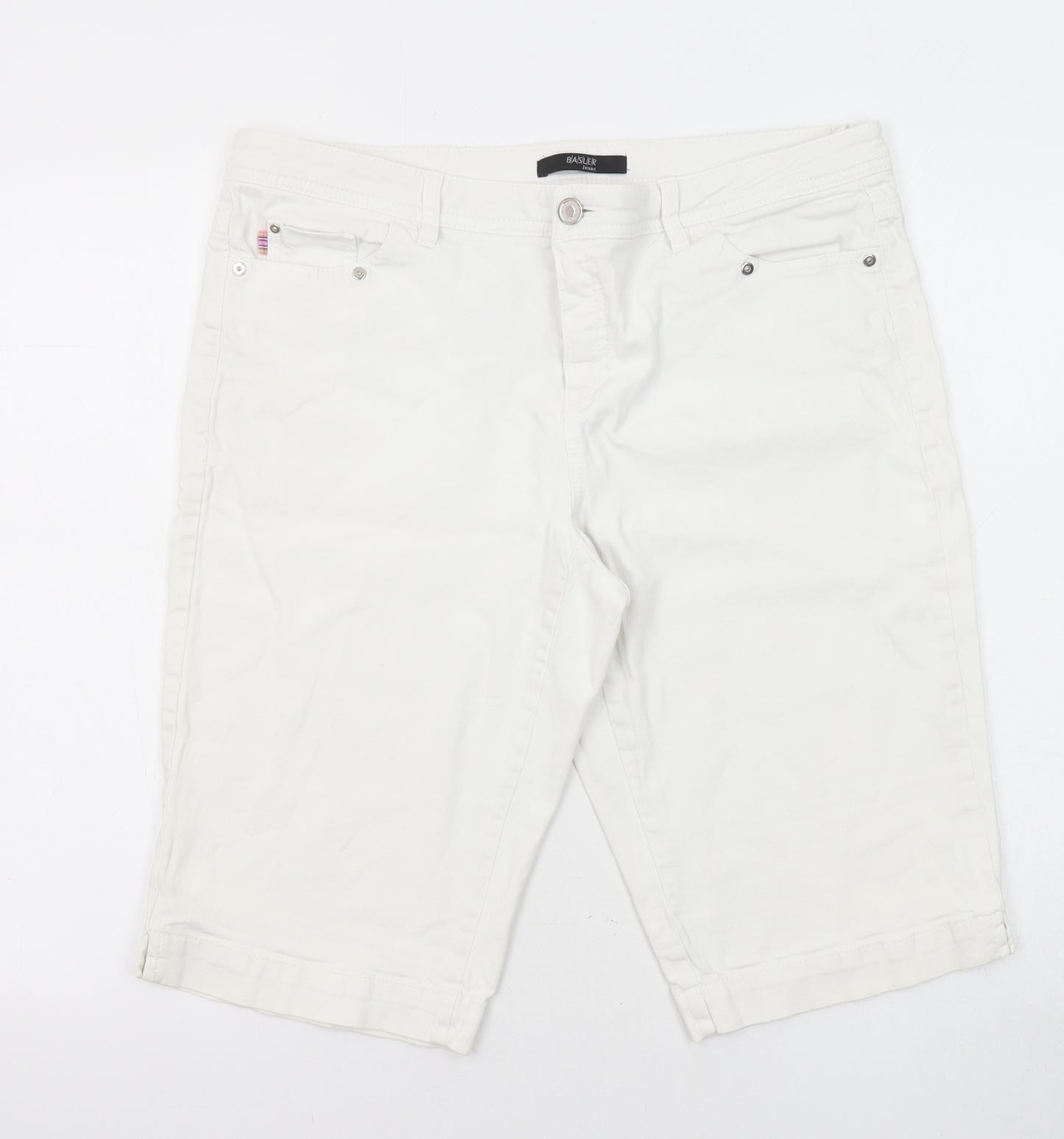 Basler Womens White Cotton Bermuda Shorts Size 34 in L12 in Regular Zip