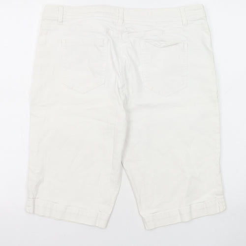 Basler Womens White Cotton Bermuda Shorts Size 34 in L12 in Regular Zip