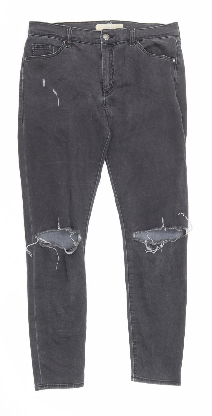 Topshop Womens Grey Cotton Skinny Jeans Size 30 in L30 in Regular Zip
