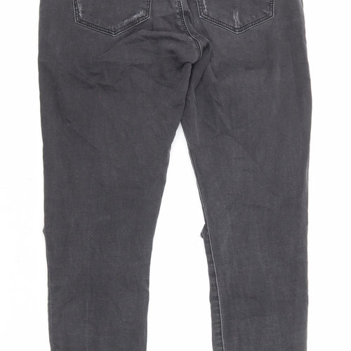 Topshop Womens Grey Cotton Skinny Jeans Size 30 in L30 in Regular Zip