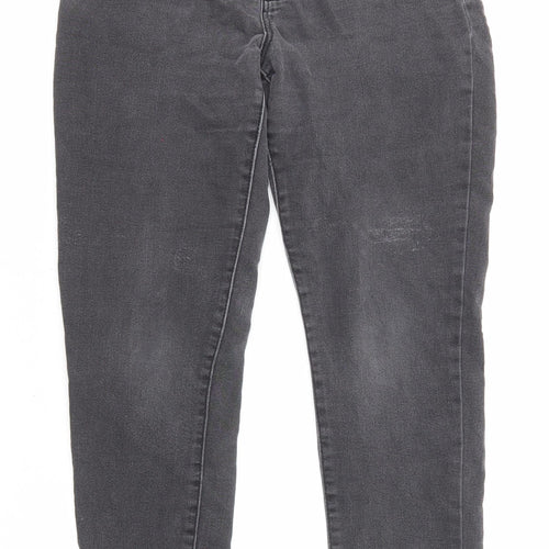 Denim & Co. Womens Grey Cotton Skinny Jeans Size 12 L27 in Regular Zip