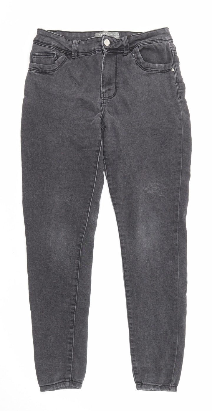 Denim & Co. Womens Grey Cotton Skinny Jeans Size 12 L27 in Regular Zip