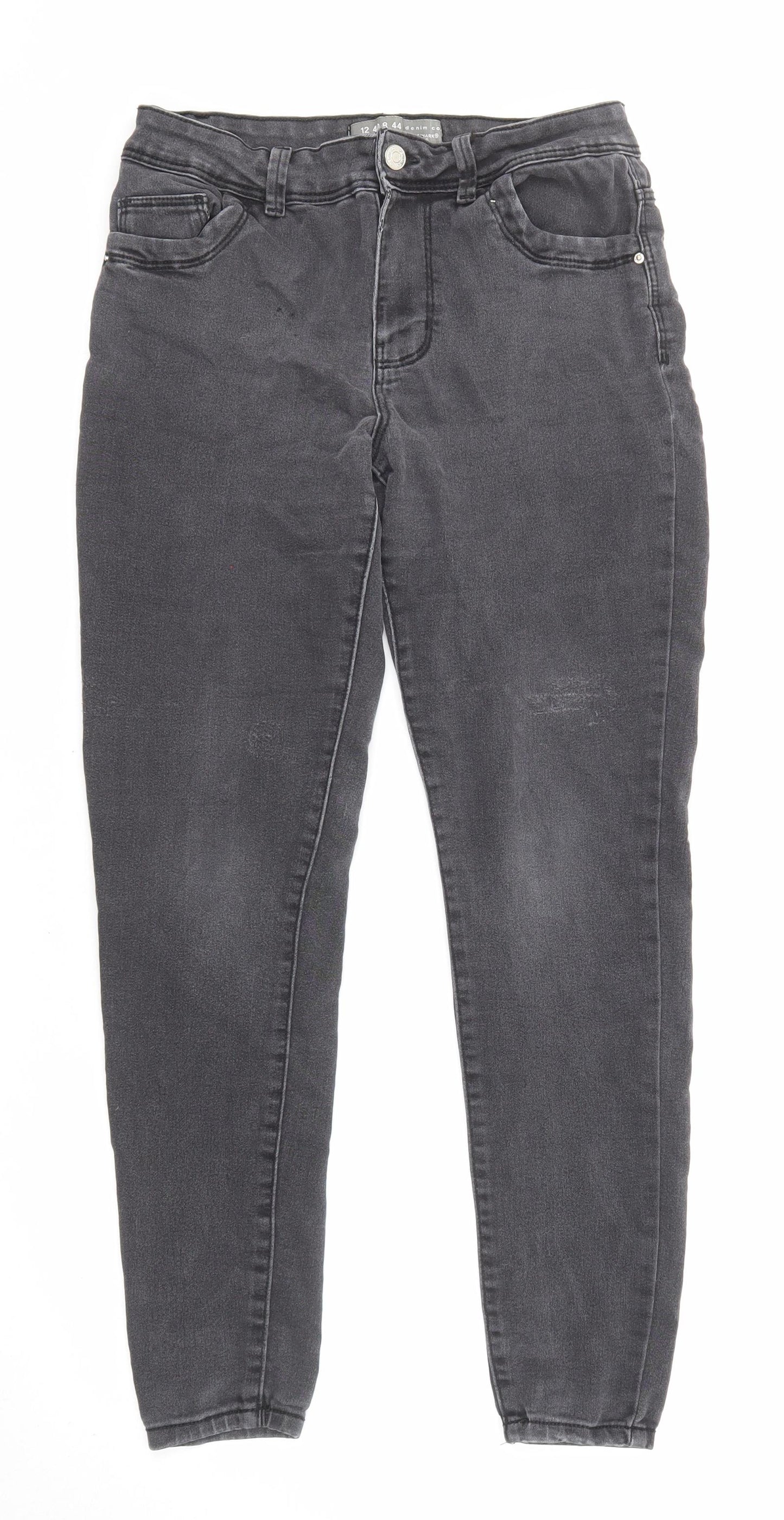 Denim & Co. Womens Grey Cotton Skinny Jeans Size 12 L27 in Regular Zip
