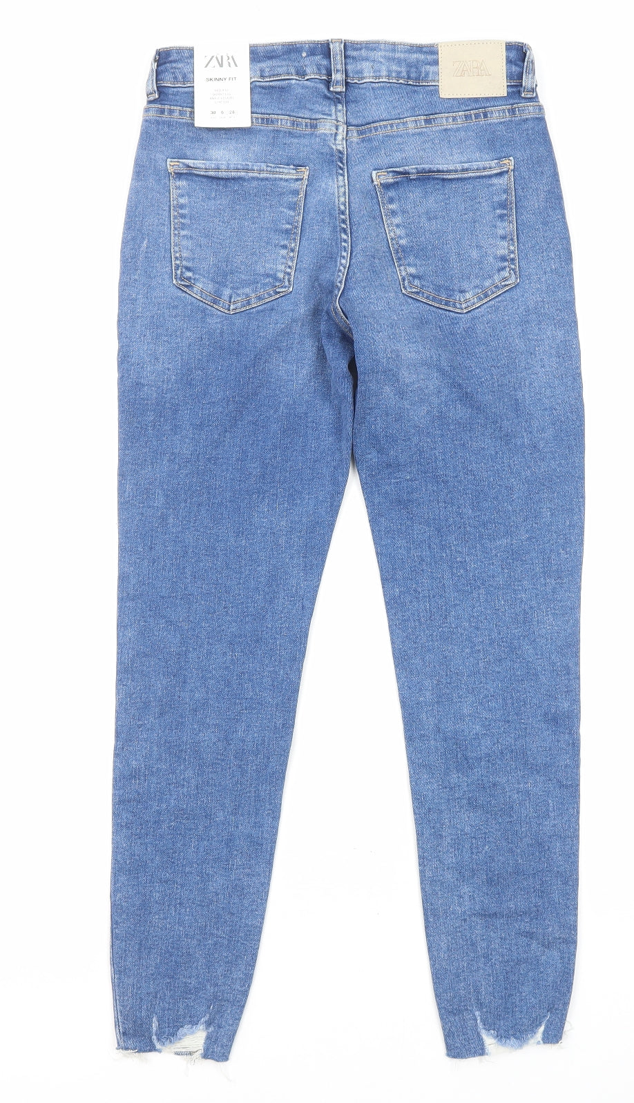 Zara Womens Blue Cotton Skinny Jeans Size 10 L26 in Regular Zip - Stretch