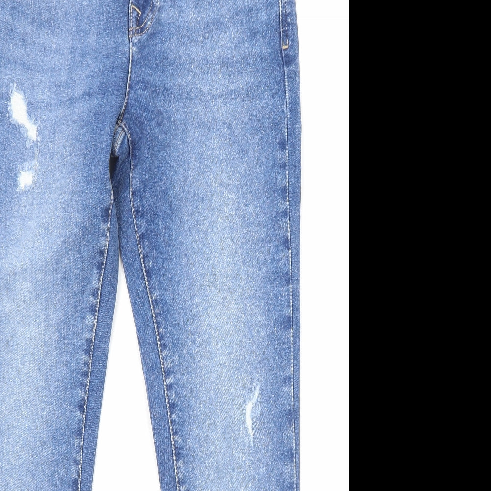 Zara Womens Blue Cotton Skinny Jeans Size 10 L26 in Regular Zip - Stretch