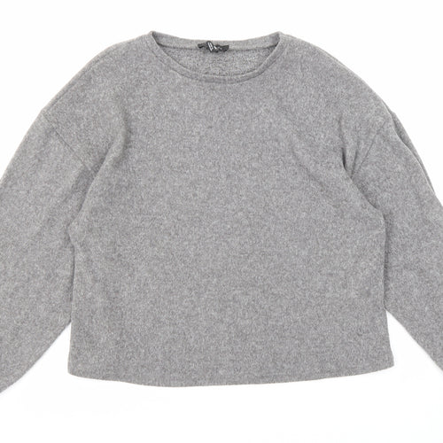 New Look Womens Grey Round Neck Polyester Pullover Jumper Size M