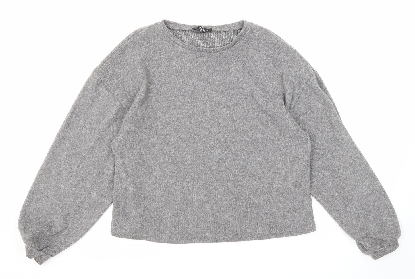 New Look Womens Grey Round Neck Polyester Pullover Jumper Size M