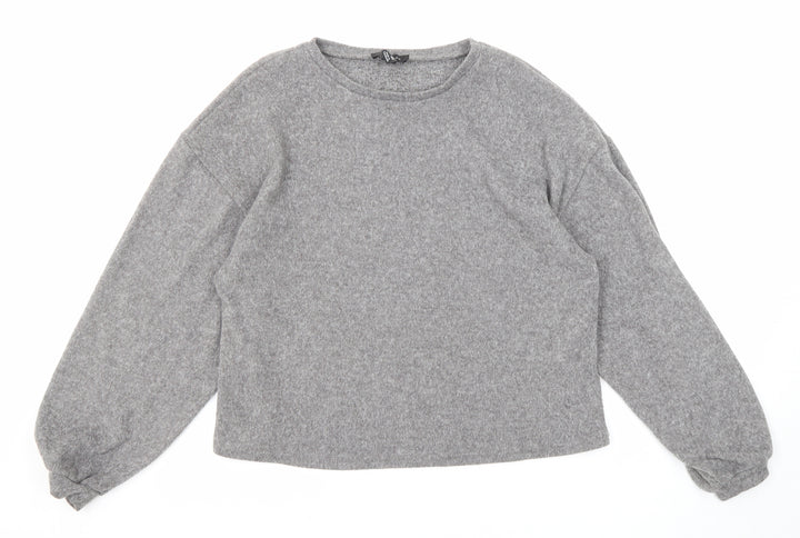 New Look Womens Grey Round Neck Polyester Pullover Jumper Size M