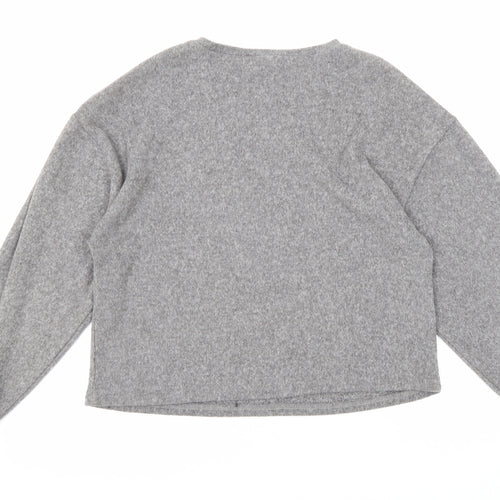 New Look Womens Grey Round Neck Polyester Pullover Jumper Size M